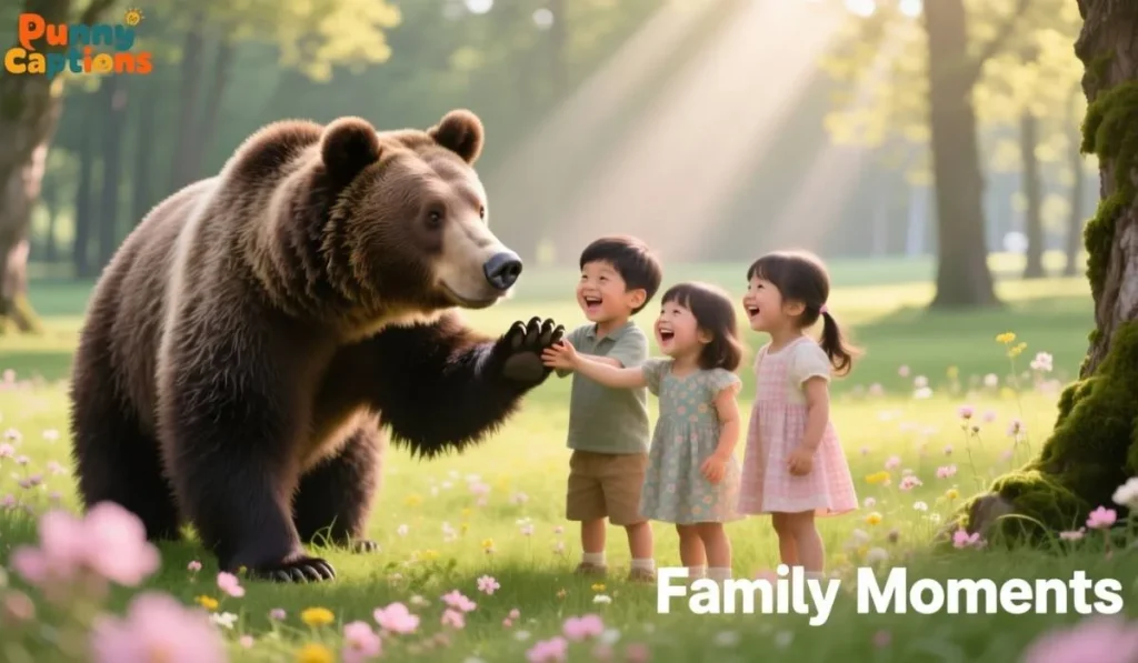 Cute bear with kids