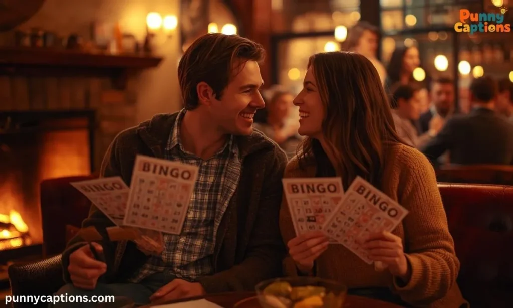 Couple playing bingo happily
