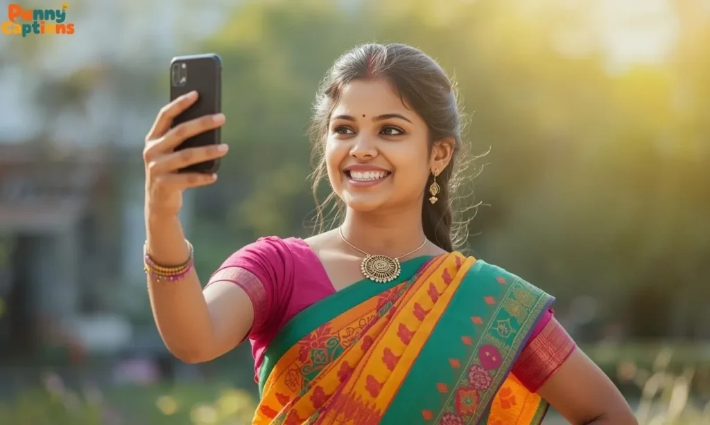 Happy Marathi girl with phone