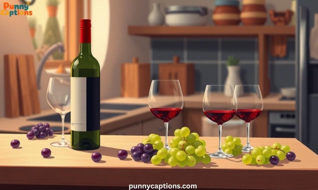 Everyday wine and grapes scene