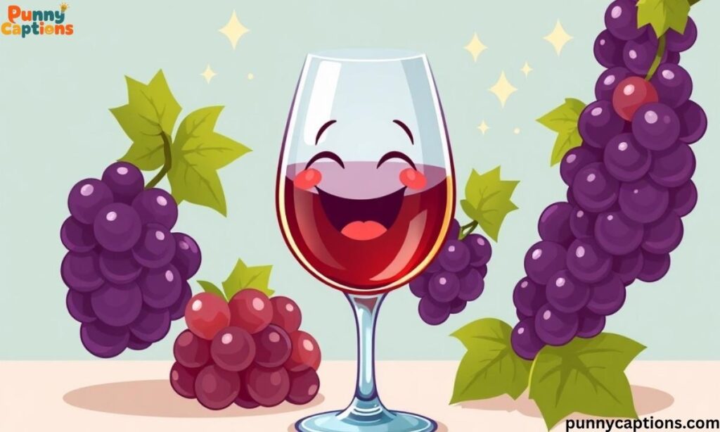 Laughing wine glass with grapes