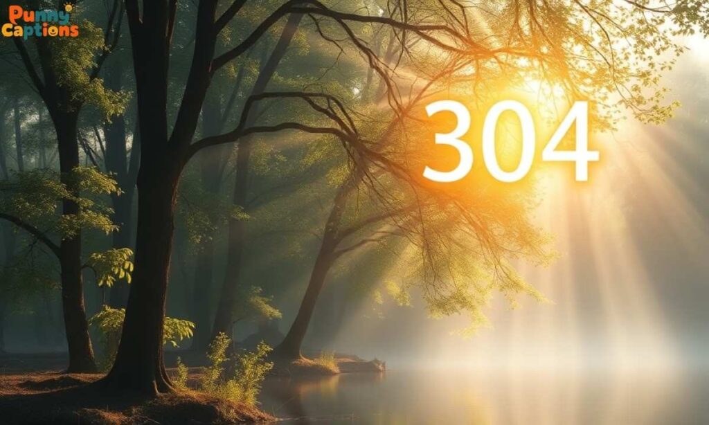 Glowing 304 in a peaceful spiritual scene