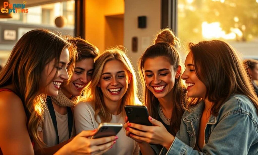 Friends enjoying photo memories