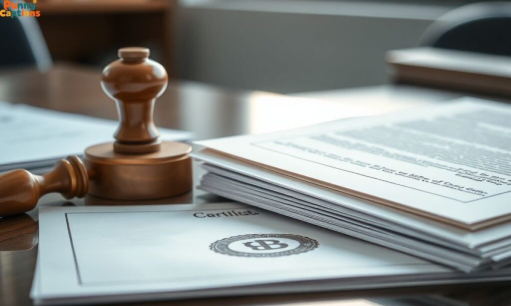 Legal documents with official seal