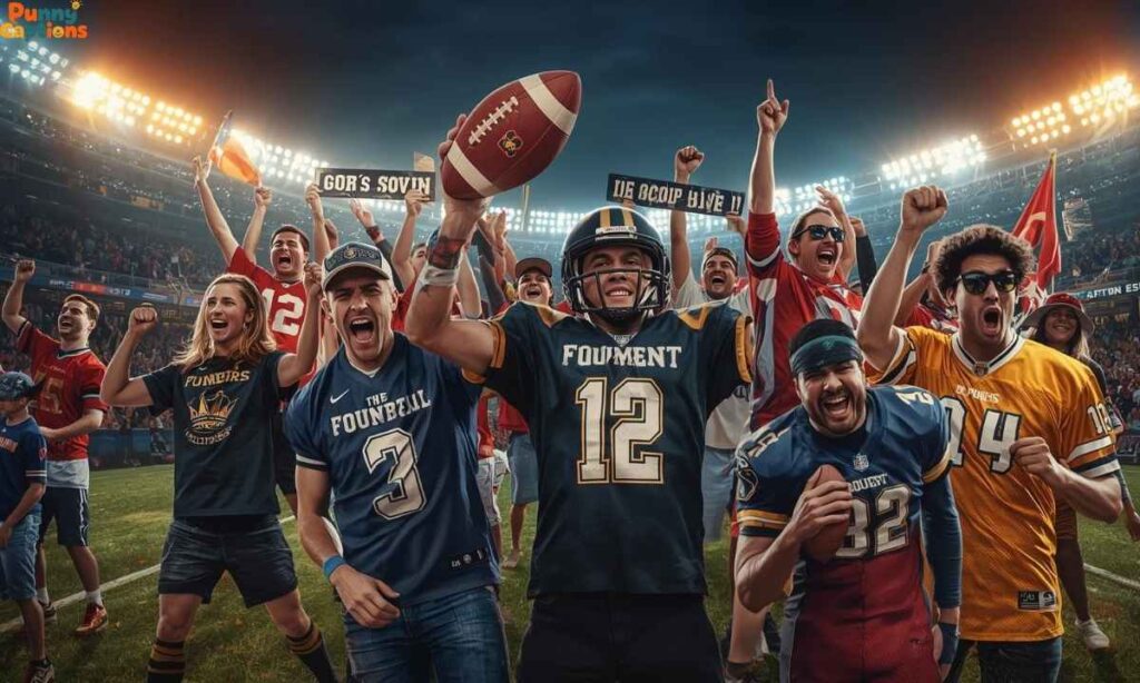 Punny football team names collage
