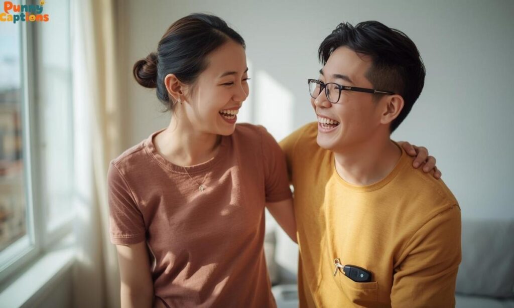 Couple laughing playfully