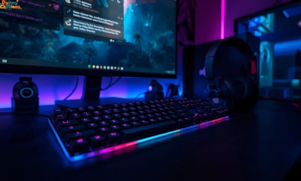 rgb gaming setup with chat