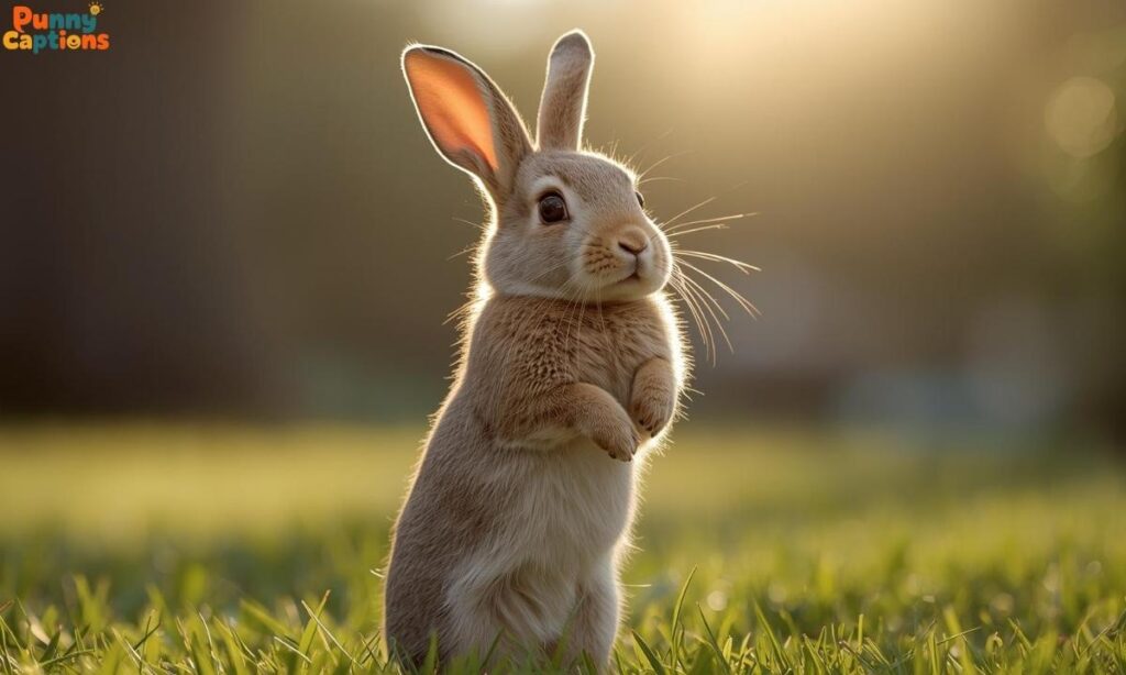 Playful bunny standing upright