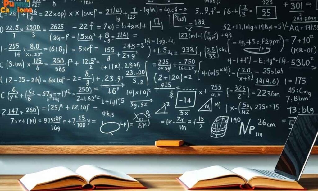Math equations on blackboard