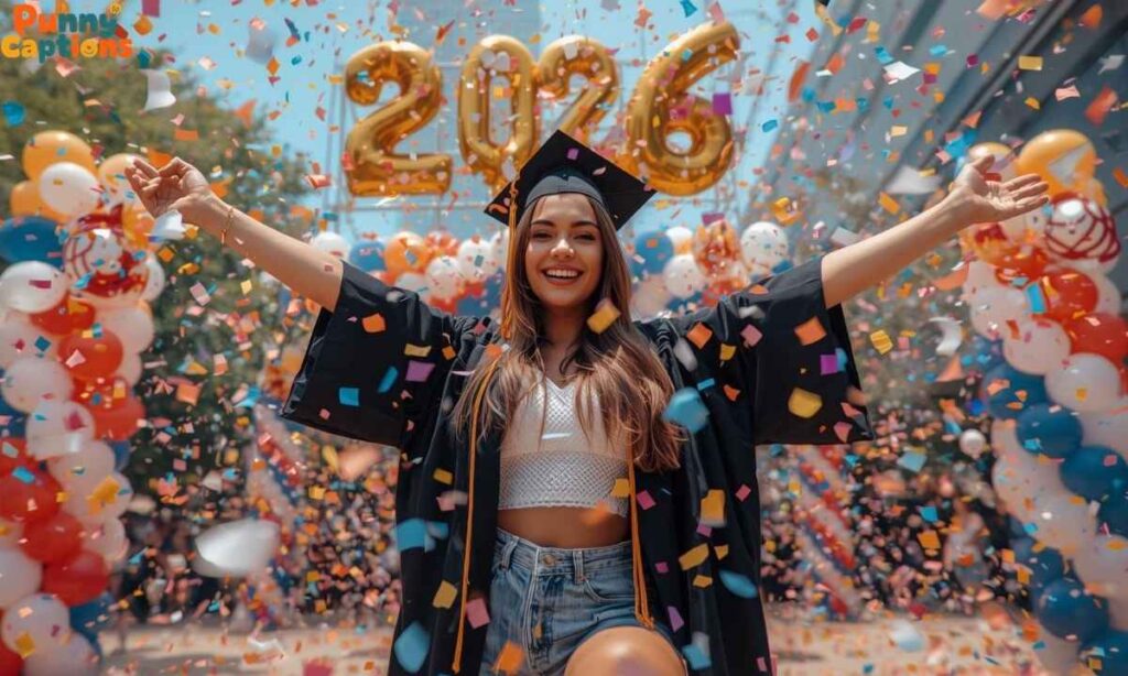 Graduate with 2026 balloons