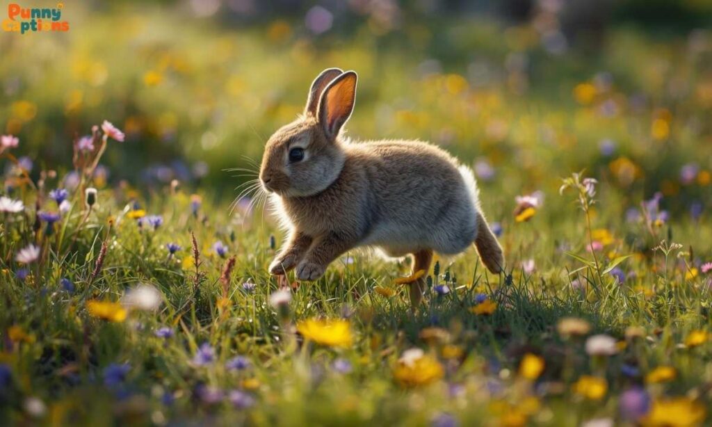 Bunny hopping across flowers