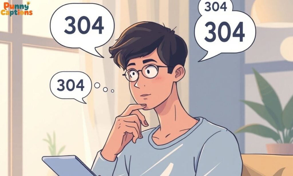 Person texting with 304 in chat bubbles