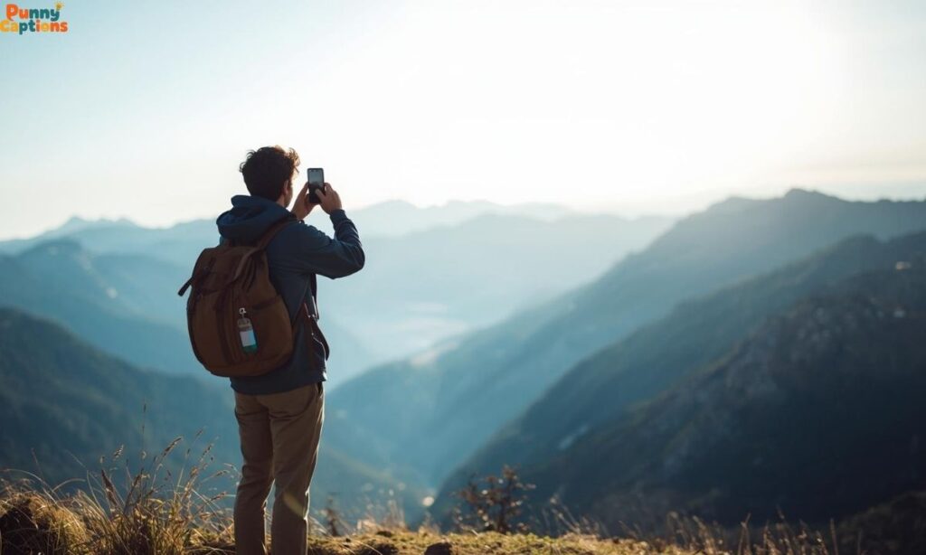 traveler taking photo at viewpoint