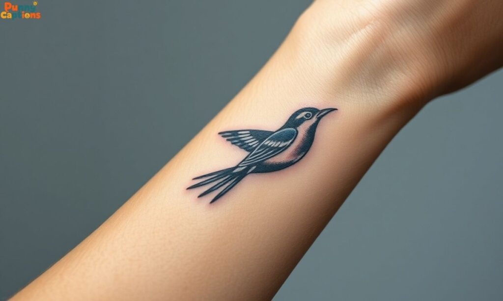 detailed sparrow tattoo closeup