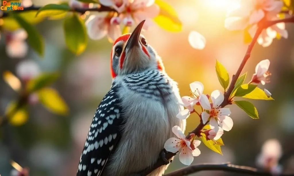 Woodpecker on spring tree