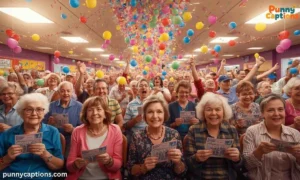 Fun bingo game with joyful players