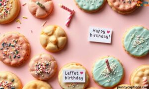 Birthday cookie puns flat lay