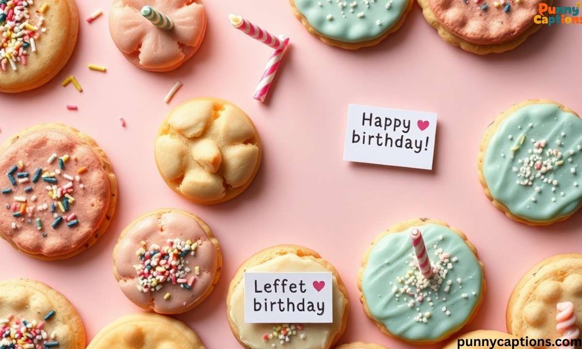 Birthday cookie puns flat lay