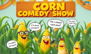 Cheerful cornfield with popping kernels
