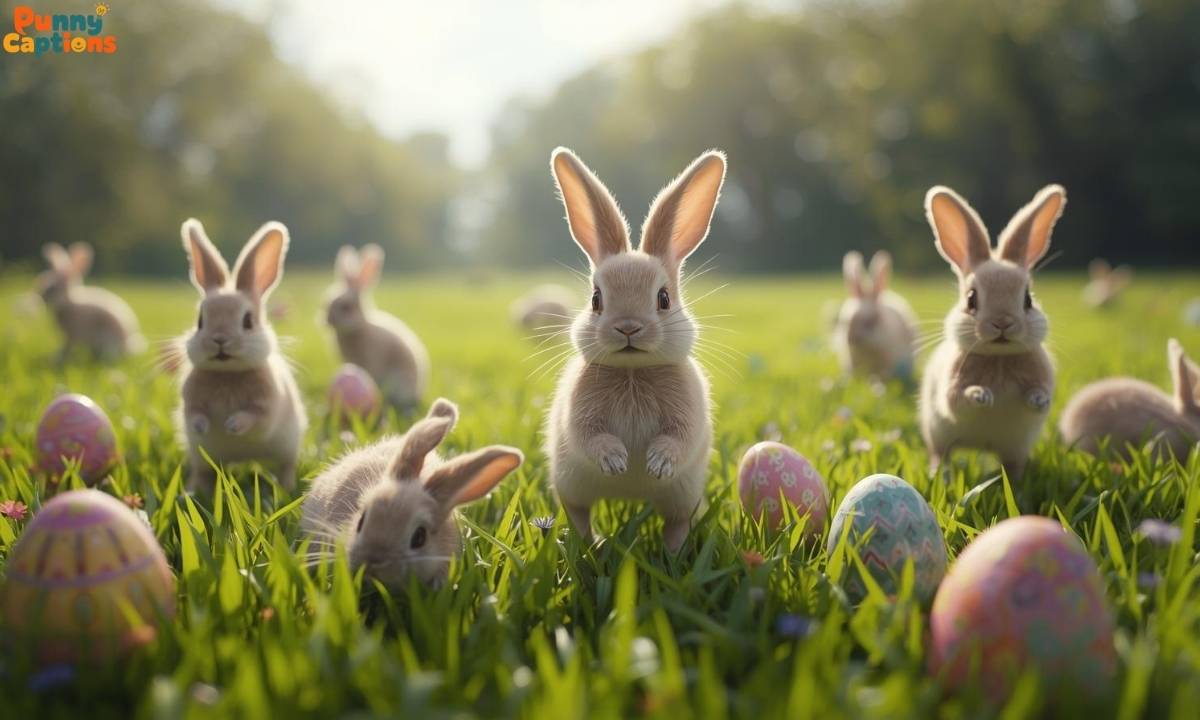 Playful bunnies hopping in a sunny meadow