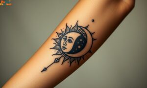 Sun and moon tattoo design on arm
